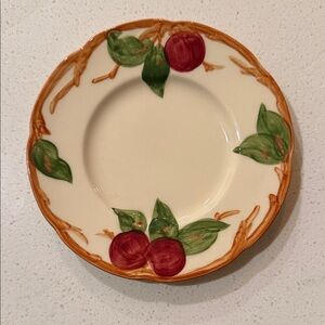 Franciscan Cream Plate with Red and Green Apple Design